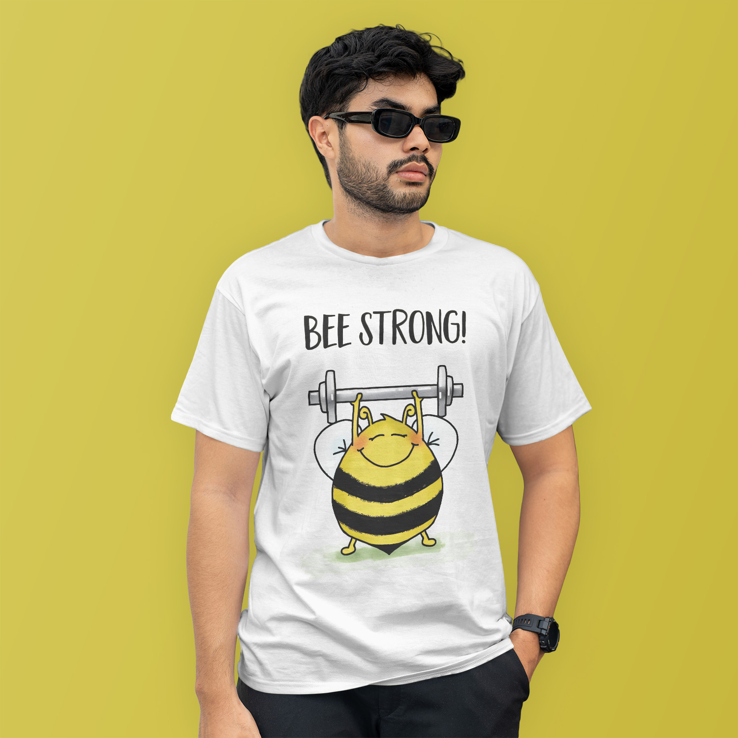 Bee Strong Men Tee with Model